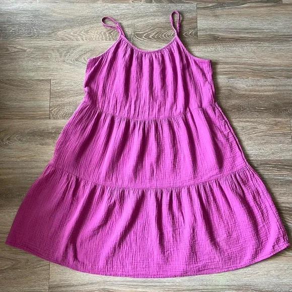 Universal Thread purple pink tiered cotton summer dress - Picture 4 of 8